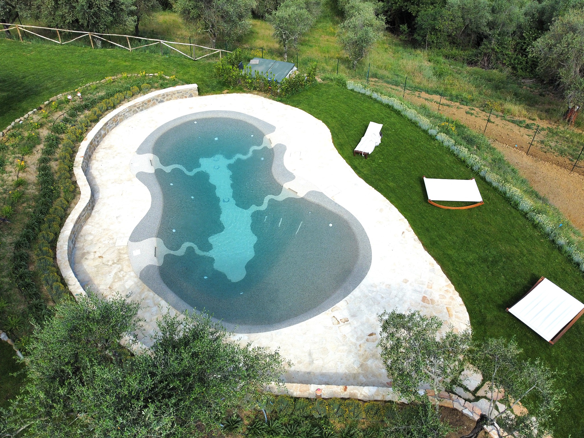 Le forme organiche della piscina viste dall’alto